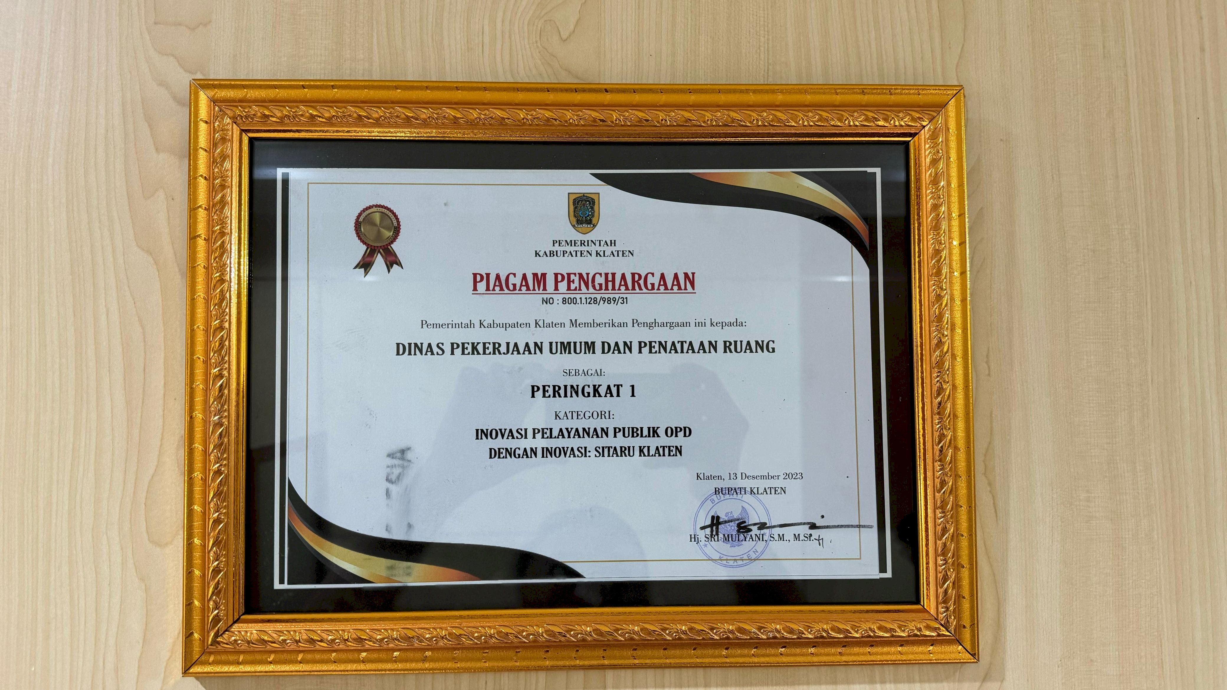 DPUPR Klaten Raih 2 Penghargaan di Ajang Klaten Innovation Award 2023