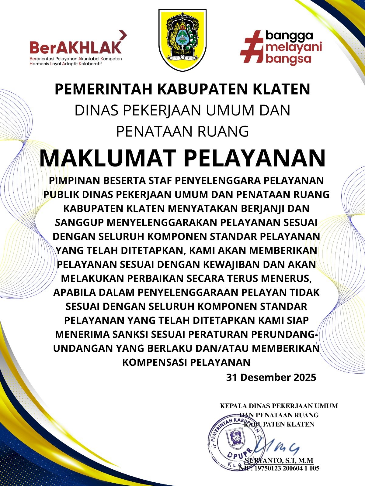 MAKLUMAT PELAYANAN DPUPR KABUPATEN KLATEN DESEMBER 2025